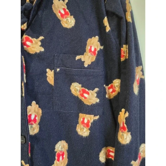 la Vie en Rose Womens Navy Blue Golden Retriever Flannel Pajama Set Large L - Picture 8 of 16